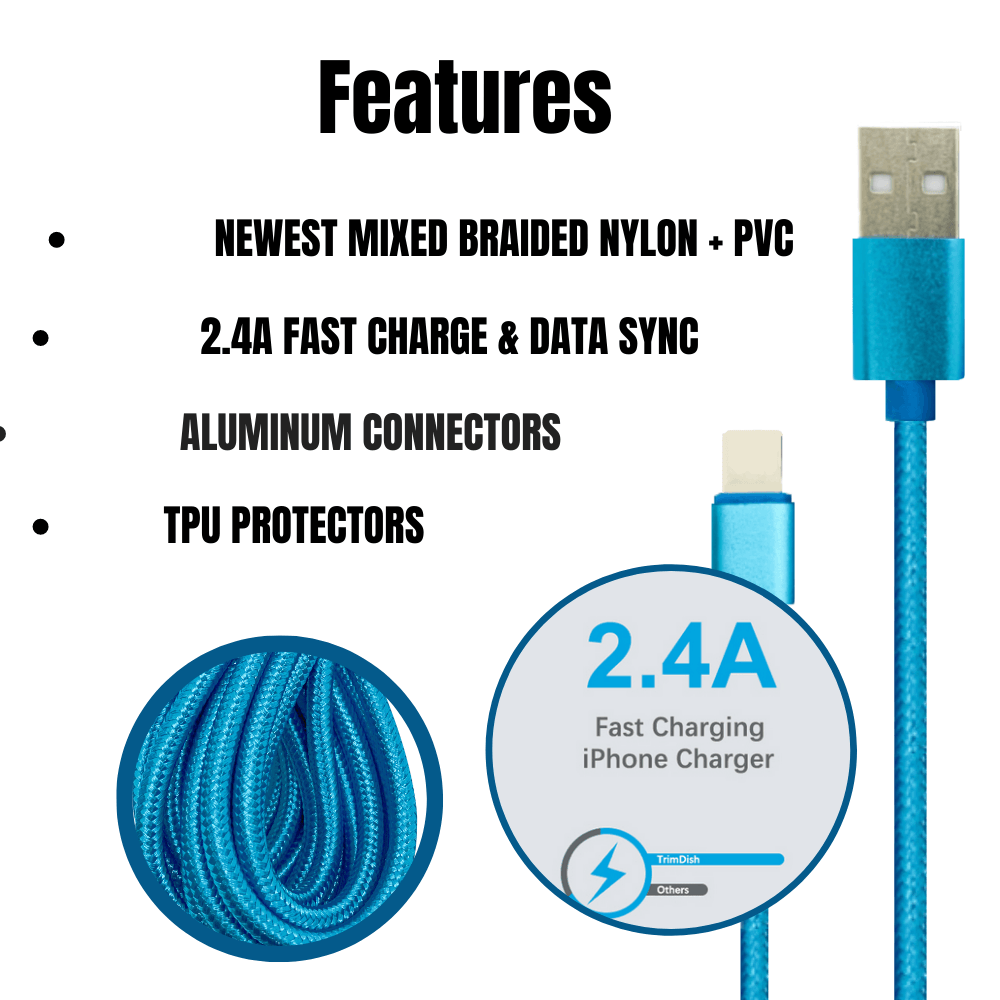 2-Pack 10FT iPhone Charger Cables – Extra Long Nylon Braided Zebra Lightning Cords – Fast Charging for iPhone 6 to 14 Pro Max, iPad & More