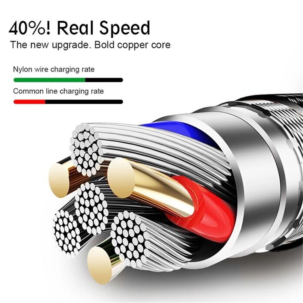 Charging Data Cable 5 Pack 3/6/10ft Charger Nylon Braided For Apple