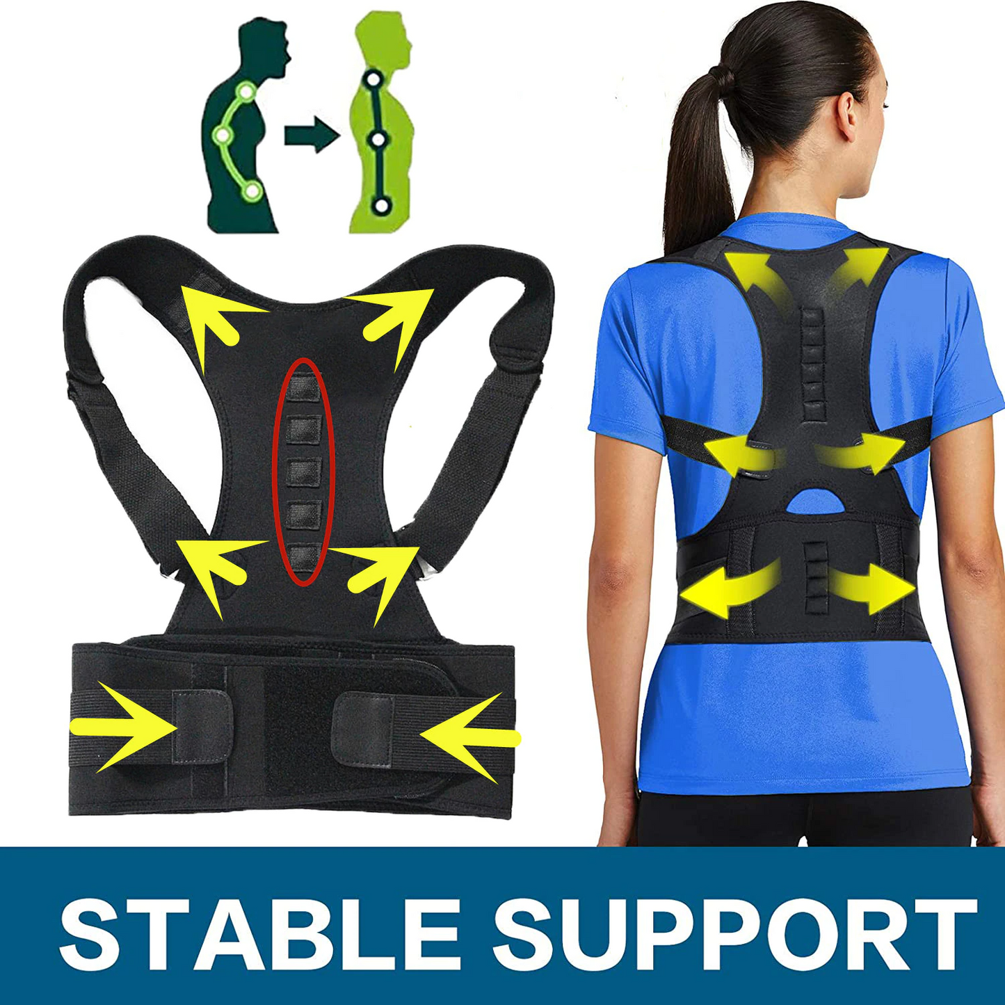 Adjustable Posture Corrector & Lower Back Support Belt with Shoulder Brace