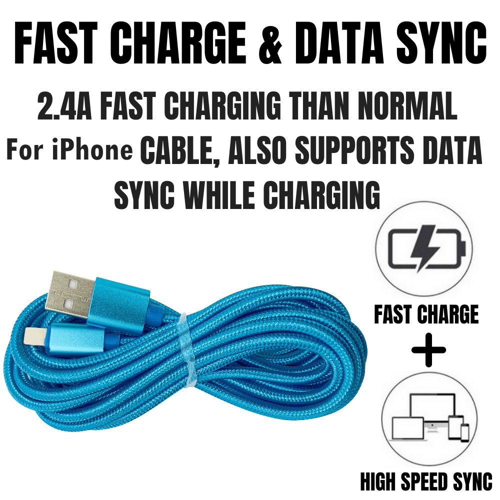 2-Pack 10FT iPhone Charger Cables – Extra Long Nylon Braided Zebra Lightning Cords – Fast Charging for iPhone 6 to 14 Pro Max, iPad & More